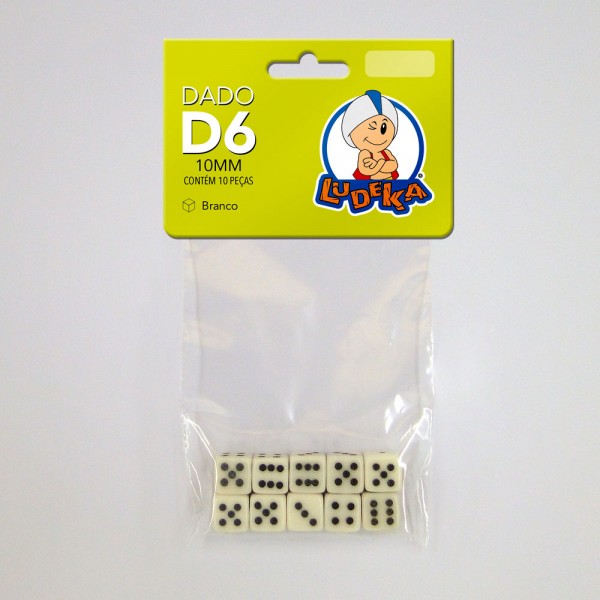 KIT DADOS 10x10x10 mm - BRANCO - C/10 UNIDADES