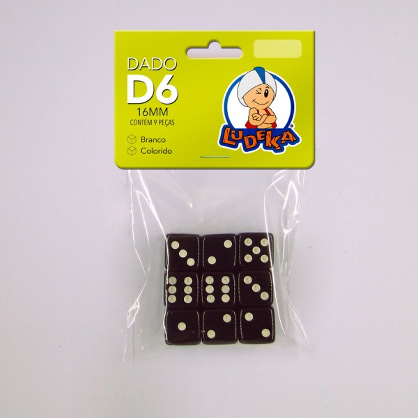 KIT DADOS 16x16x16 mm - PRETO - C/9 UNIDADES