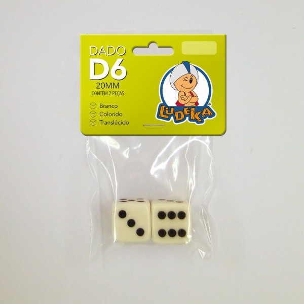 KIT DADOS 20x20x20 mm - BRANCO - C/2 UNIDADES