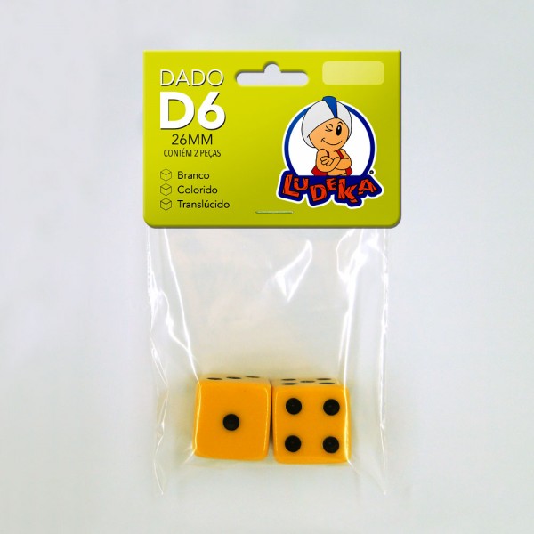 KIT DADOS 26x26x26 mm - AMARELO - C/2 UNIDADES