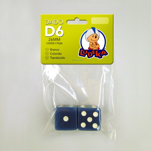 KIT DADOS 26x26x26 mm - AZUL - C/2 UNIDADES