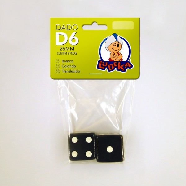 KIT DADOS 26x26x26 mm PRETO - C/2 UNIDADES