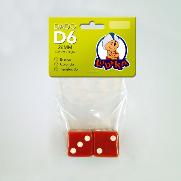 KIT DADOS 26x26x26 mm - VERMELHO - C/2 UNIDADES