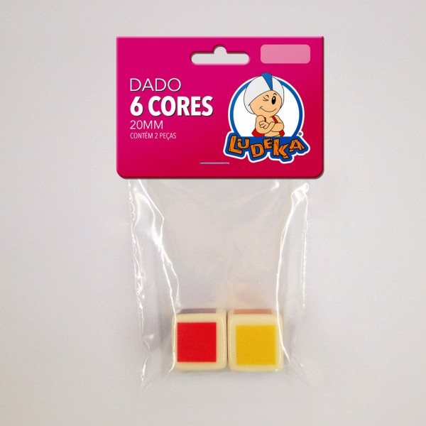 KIT DADOS 20x20x20 mm - 6 CORES - C/2 UNIDADES