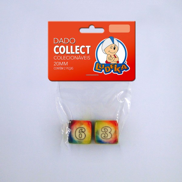 KIT DADOS - 6 LADOS - COLLECT - ARCO IRIS - 20x20x20 mm - C/2 UNIDADES - (SOLAPA)