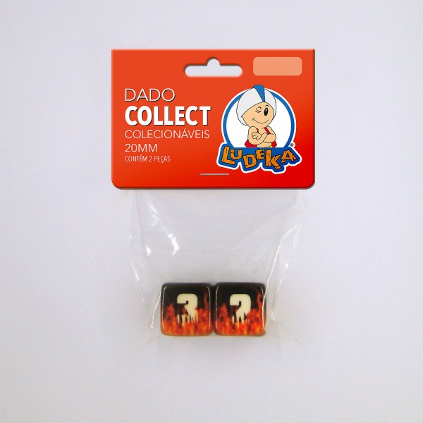 KIT DADOS - 6 LADOS - COLLECT - CHAMAS - 20x20x20 mm - C/2 UNIDADES - (SOLAPA)