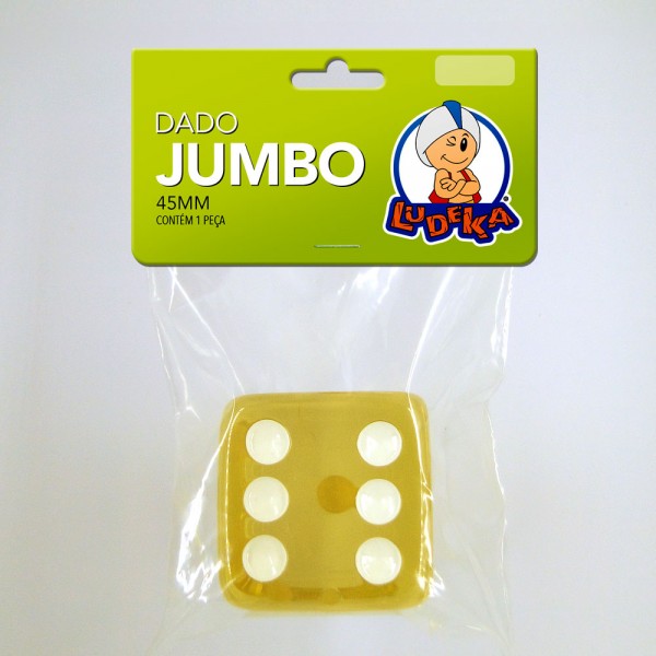 DADO JUMBO - 6 LADOS - AMARELO TRANSLÚCIDO - 45x45x45 mm - C/1 UNIDADE