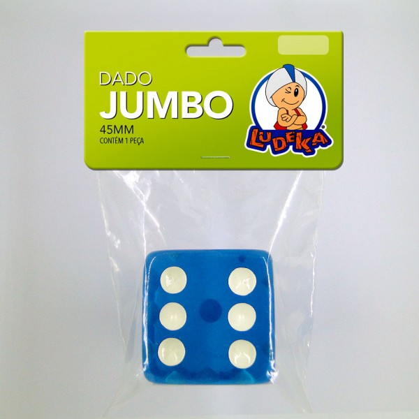 DADO JUMBO - 6 LADOS - AZUL TRANSLÚCIDO - 45x45x45 mm - C/1 UNIDADE