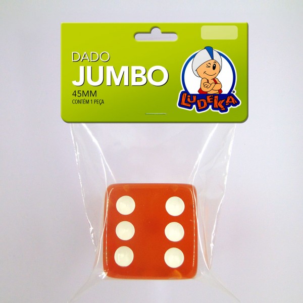 DADO JUMBO - 6 LADOS - LARANJA TRANSLÚCIDO - 45x45x45 mm - C/1 UNIDADE