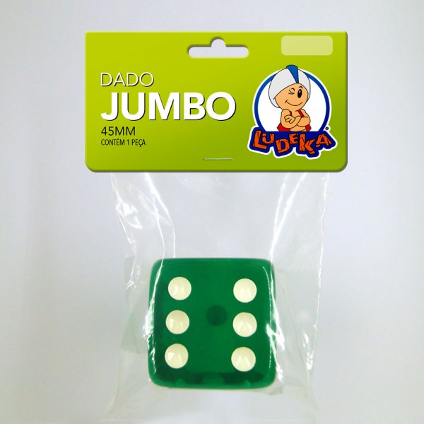 DADO JUMBO - 6 LADOS - VERDE TRANSLÚCIDO - 45x45x45 mm - C/1 UNIDADE