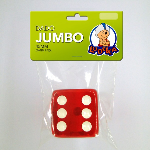 DADO JUMBO - 6 LADOS - VERMELHO TRANSLÚCIDO - 45x45x45 mm - C/1 UNIDADE