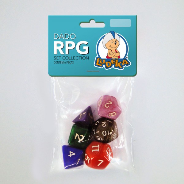 KIT DADO RPG - CORES SORTIDAS - C/6 UNIDADES