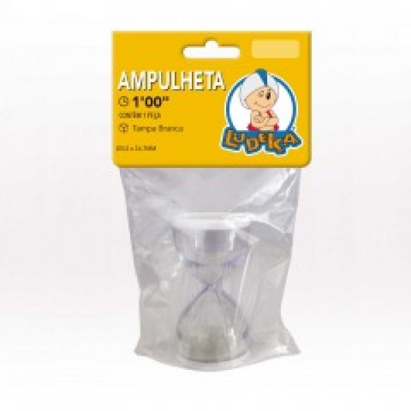 KIT AMPULHETA 1 Min. (50 a 70 Seg.) - 3,5x6,7 cm - TAMPA BRANCA