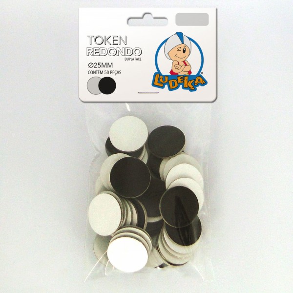 KIT LINHA BRANCA - TOKEN REDONDO DUPLA FACE - Ø25 mm - C/50 UNIDADES - (SOLAPA)