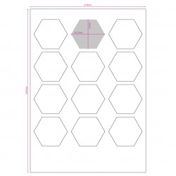 ETIQUETA ADESIVA HEXÁGONO - 55x63 mm  (4 folhas - 48 Etiquetas)