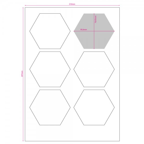 ETIQUETA ADESIVA HEXÁGONO - 80x92 mm (4 Folhas - 24 Etiquetas)