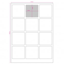 ETIQUETA ADESIVA QUADRADA - 65x65 mm (4 folhas - 48 Etiquetas)