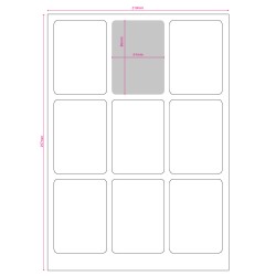 ETIQUETA ADESIVA CARTAS - 63x88 mm  (STANDARD) - (7 folhas - 63 etiquetas)