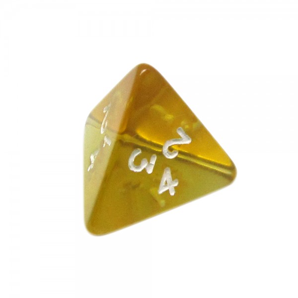 DADO RPG 4 LADOS AMARELO TRANSPARENTE -18x18 mm