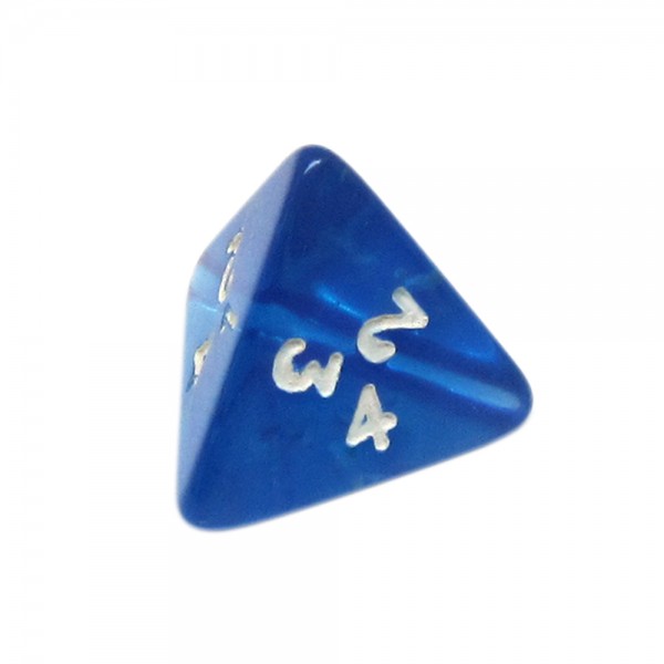 DADO RPG 4 LADOS AZUL TRANSPARENTE - 18x18 mm