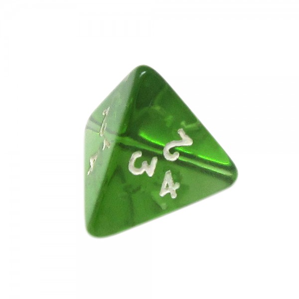 DADO RPG 4 LADOS VERDE TRANSPARENTE - 18x18 mm