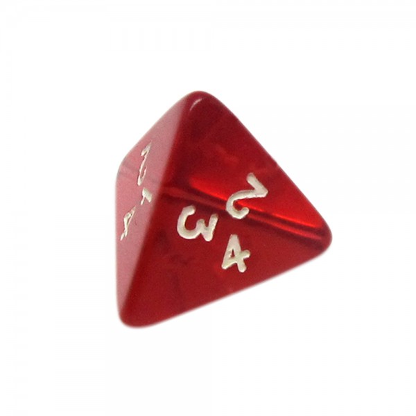 DADO RPG 4 LADOS VERMELHO TRANSPARENTE - 18x18 mm