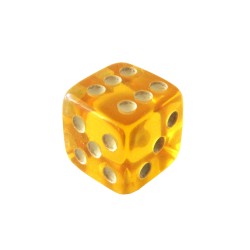 DADO 6 LADOS AMARELO TRANSLÚCIDO - 16x16x16 mm