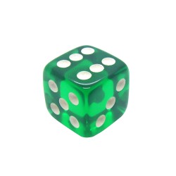 DADO 6 LADOS VERDE TRANSLÚCIDO - 16x16x16 mm