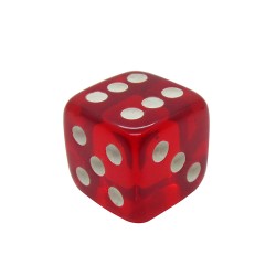 DADO 6 LADOS VERMELHO TRANSLÚCIDO - 18x18x18 mm