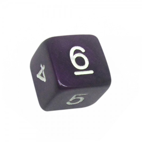 DADO RPG 6 LADOS ROXO PEROLADO - 16x16 mm