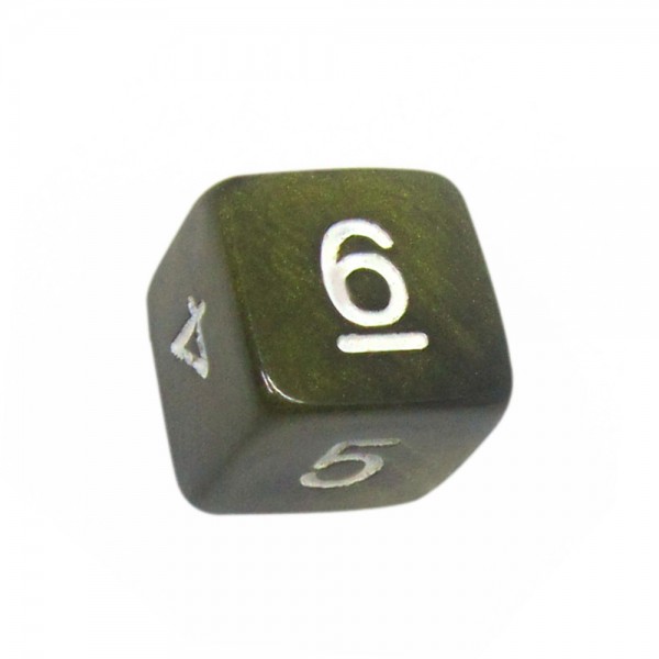 DADO RPG 6 LADOS VERDE MUSGO PEROLADO - 16x16 mm