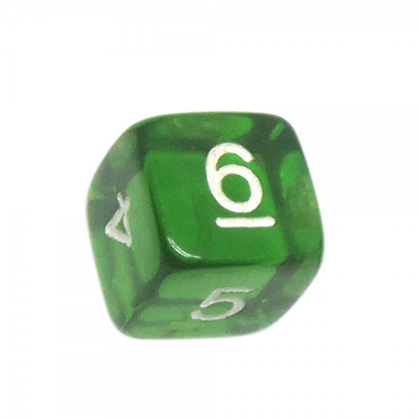 DADO RPG 6 LADOS VERDE TRANSPARENTE - 16x16 mm