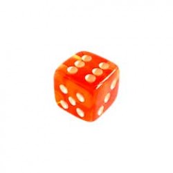 DADO 6 LADOS LARANJA TRANSLÚCIDO - 10x10x10 mm