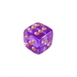 DADO 6 LADOS LILÁS TRANSLÚCIDO - 10x10x10 mm