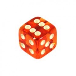 DADO 6 LADOS LARANJA TRANSLÚCIDO - 16x16x16 mm