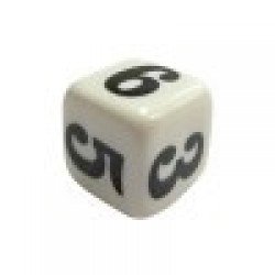 DADO 6 LADOS NUMÉRICO BRANCO - 16x16x16 mm