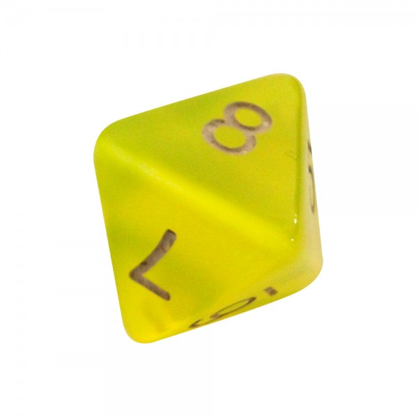 DADO RPG 8 LADOS AMARELO FLUORESCENTE - 18x22 mm