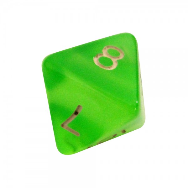 DADO RPG 8 LADOS VERDE FLUORESCENTE - 18x22 mm