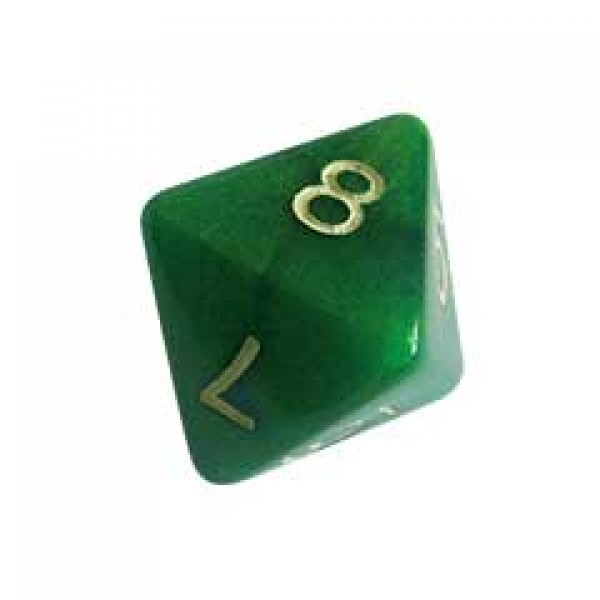 DADO RPG 8 LADOS VERDE PEROLADO - 18x22 mm