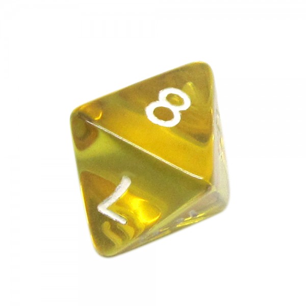 DADO RPG 8 LADOS AMARELO TRANSPARENTE - 18x22 mm