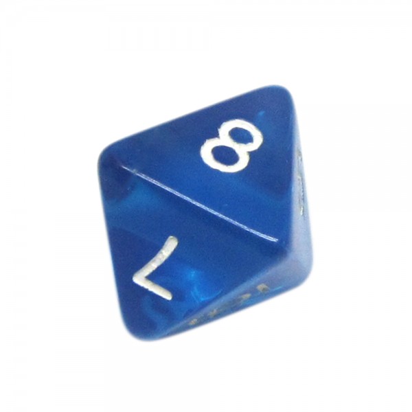 DADO RPG 8 LADOS AZUL TRANSPARENTE - 18x22 mm