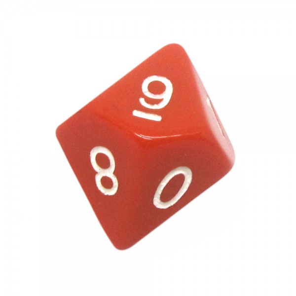 DADO RPG 10 LADOS LARANJA - 20x18 mm