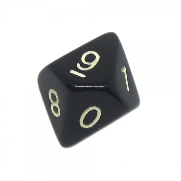 DADO RPG 10 LADOS PRETO - 20x18 mm