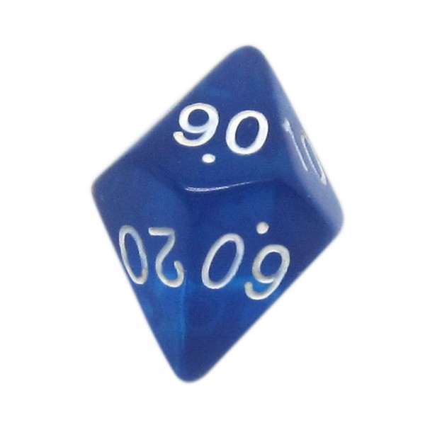 DADO RPG PORCENTAGENS 10 LADOS AZUL TRANSPARENTE - 22x23 mm