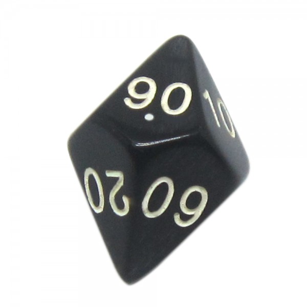 DADO RPG PORCENTAGENS 10 LADOS PRETO - 22x23 mm