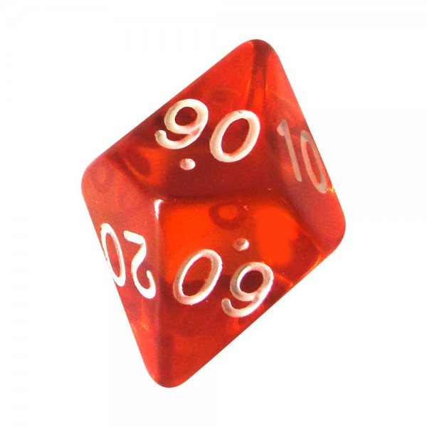 DADO RPG PORCENTAGENS 10 LADOS LARANJA TRANSPARENTE - 22x23 mm