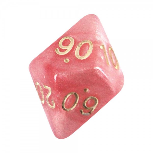 DADO RPG PORCENTAGENS 10 LADOS ROSA PEROLADO - 22x23 mm