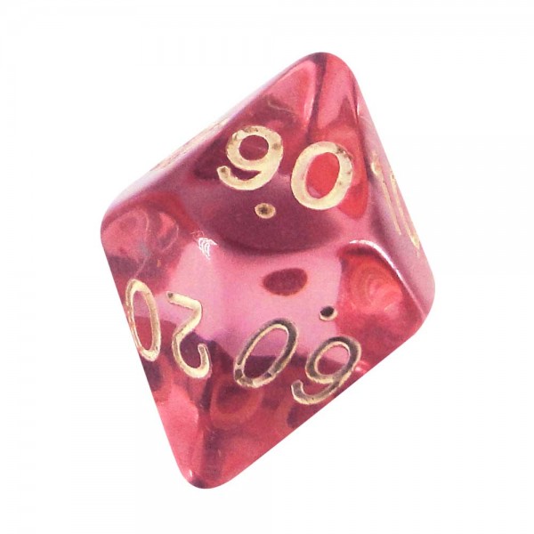 DADO RPG PORCENTAGENS 10 LADOS ROSA TRANSLÚCIDO - 22x23 mm