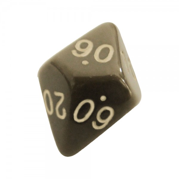 DADO RPG PORCENTAGENS 10 LADOS CINZA - 22X23 mm