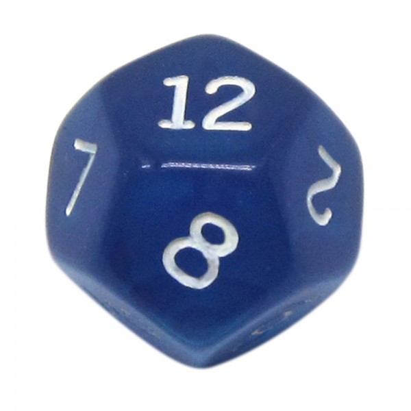 DADO RPG 12 LADOS AZUL TRANSPARENTE - 20x20 mm